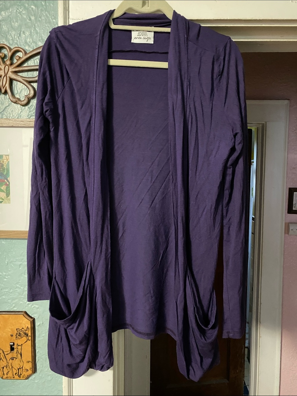 Kirra Purple Open-Front Draped Cardigan